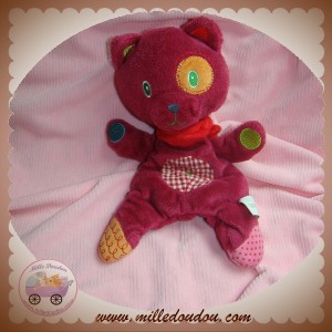 NICOTOY SOS DOUDOU CHAT QUASI PLAT FUSHIA ROSE ROND CROIX