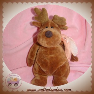 Doudou peluche cerf renne elan beige MERADISO