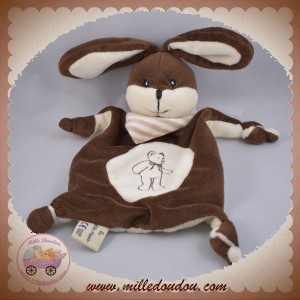 RAYNAUD LES PETITES MARIE SOS DOUDOU LAPIN PLAT MARRON ECRU FOULARD