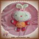 COROLLE SOS DOUDOU LAPIN BLANC CORPS ORANGE FLEUR ROSE 12 cm