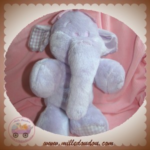 DISNEY SOS NICOTOY SOS DOUDOU ELEPHANT MAUVE VICHY 28 CM