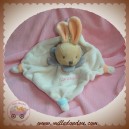 DOUDOU ET COMPAGNIE SOS LAPIN PLAT ECRU ROSE COL GRIS