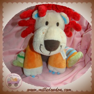 HAPPY HORSE SOS DOUDOU LION ORANGE GRIS ROUGE LAINE