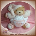 KALOO SOS DOUDOU OURS BEIGE CORPS BOULE BLANC ROSE HOCHET COEUR 