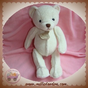 HISTOIRE D'OURS SOS DOUDOU OURS BLANC ECRU COUTURE 24 CM