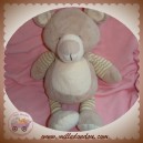 MAXITA SOS DOUDOU OURS BEIGE GRIS RAYE LAINE 37 CM