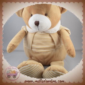 PLAYKIDS CMI SOS DOUDOU OURS MARRON BEIGE CARAMEL SALOPETTE 40 CM