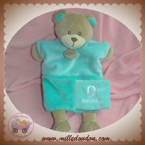 BABYNAT BABY NAT SOS DOUDOU OURS BEIGE MARIONNETTE VERT O COMME