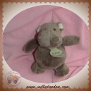 HISTOIRE D'OURS SOS DOUDOU HIPPOPOTAME TAUPE BOUCLETTE 14 CM