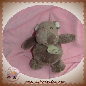 HISTOIRE D'OURS SOS DOUDOU HIPPOPOTAME TAUPE BOUCLETTE 14 CM