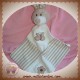 SOFT FRIENDS SOS DOUDOU LAPIN PLAT ECRU RAYE BEIGE FLEUR PAPILLON