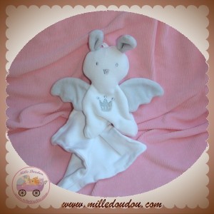 BERLINGOT SOS DOUDOU LAPIN ANGE BLANC GRIS COURONNE MOUCHOIR