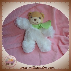 KALOO SOS DOUDOU OURS BEIGE CORPS POIL BLANC BOHEME HOCHET ECHARPE VERTE