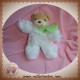 KALOO SOS DOUDOU OURS BEIGE CORPS POIL BLANC BOHEME HOCHET ECHARPE VERTE