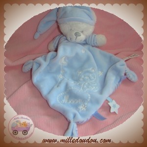 SOS CMI DOUDOU MAX & SAX OURS BLANC PLAT BLEU ETOILES LUNES MOON