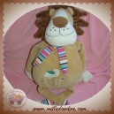 BREMEL SOS DOUDOU LION MARRON BEIGE OISEAU ECHARPE RAYEE