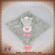 CARTOON CLUB SOS DOUDOU MOUTON PLAT GRIS COEUR ROSE ATTACHE TETINE