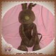 CIAD SOS DOUDOU LAPIN MARRON ROND TISSU BLANC FLEUR ROUGE SCRATCH