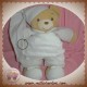 KALOO SOS DOUDOU OURS BLANC DRAGEE BRODERIE FLEUR