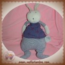 MOULIN ROTY SOS DOUDOU LAPIN GRIS AIME ET CELESTE RAYE BLEU