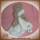 ABSORBA SOS DOUDOU OURS BEIGE TAUPE MOUCHOIR BLANC