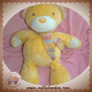 BABYSUN SOS DOUDOU OURS JAUNE ORANGE ECHARPE 30 CM BABY SUN