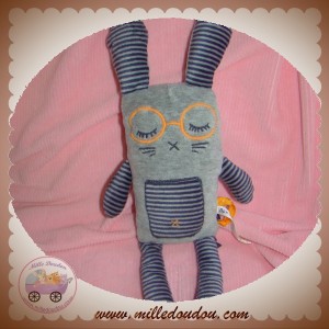 TAPE A L'OEIL SOS DOUDOU LAPIN GRIS RAYE BLEU MARINE LUNETTE