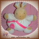 TAKINOU SOS DOUDOU LAPIN BLANC ECRU BOULE ROSE FUSHIA