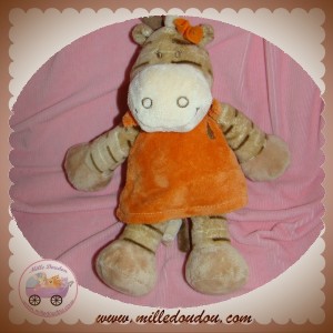 NOUKIE'S SOS DOUDOU GIRAFE ZEBRE BEIGE ORANGE ZAMBA