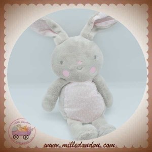 KLORANE SOS DOUDOU LAPIN GRIS VENTRE TISSU ROSE ROND