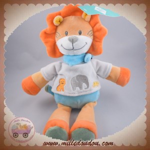 TEX SOS DOUDOU LION ORANGE TSHIRT GRIS ELEPHANT CORPS BLEU