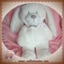 POMMETTE SOS DOUDOU LAPIN BLANC FOULARD A POIS GRIS BEBE