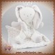 BERLINGOT SOS DOUDOU LAPIN ROI BLANC GRIS COURONNE MOUCHOIR