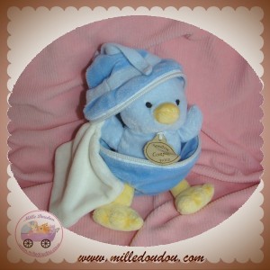 DOUDOU ET COMPAGNIE SOS DOUDOU POUSSIN CANARD BLEU COQUILLE MOUCHOIR