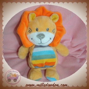 TEX SOS DOUDOU LION JAUNE CRINIERE ORANGE RAYE 16 CM