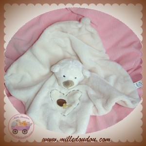 MAXITA SOS DOUDOU OURS PLAT ECRU BLANC COEUR MIEL