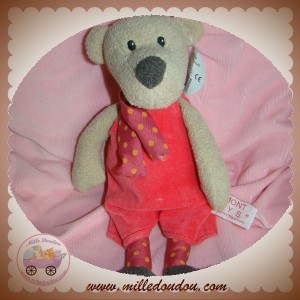 EGMONT TOYS SOS DOUDOU OURS BEIGE SALOPETTE ROUGE ECHARPE NATHAN