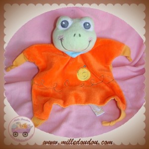 LA PETITE GRENOUILLE SOS DOUDOU GRENOUILLE MARIONNETTE ORANGE ESCARGOT