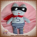 BRIOCHE SOS DOUDOU SUPER HEROS GRIS MASQUE CAPE ROUGE