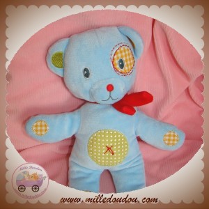 NICOTOY SOS DOUDOU OURS BLEU CLAIR ROND VERT CROIX