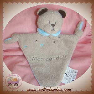 BABY ON BOARD SOS DOUDOU OURS GRIS MARRON PLAT BLEU HOCHET