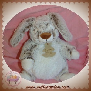 HISTOIRE D'OURS SOS DOUDOU LAPIN POIL REFLET MARRON FONCE VENTRE BLANC