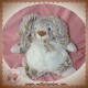 HISTOIRE D'OURS SOS DOUDOU LAPIN POIL REFLET MARRON FONCE VENTRE BLANC