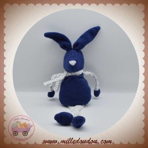 BOUT'CHOU MONOPRIX SOS DOUDOU LAPIN BLEU MARINE ECHARPE JAMBES BLANC ETOILES