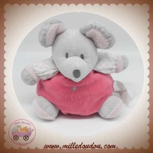 OKAIDI OBAIBI SOS DOUDOU SOURIS GRIS CORPS BOULE ROSE COEUR