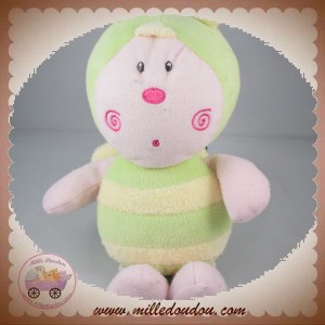 LUMINOU SOS DOUDOU PAPILLON VERT BLANC BRODE  22 CM