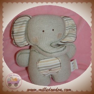 NATURES PUREST SOS DOUDOU ELEPHANT LAINE GRIS VERT HOCHET