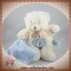 BABYNAT SOS DOUDOU OURS BLANC POIL MOUCHOIR BLEU