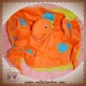 CARREBLANC SOS DOUDOU DRAGON PLAT ORANGE ROND BLEU DOS VERT