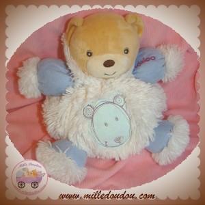 KALOO SOS DOUDOU OURS BOULE BLEU IGLOO FOURRURE BLANCHE CAPUCHE